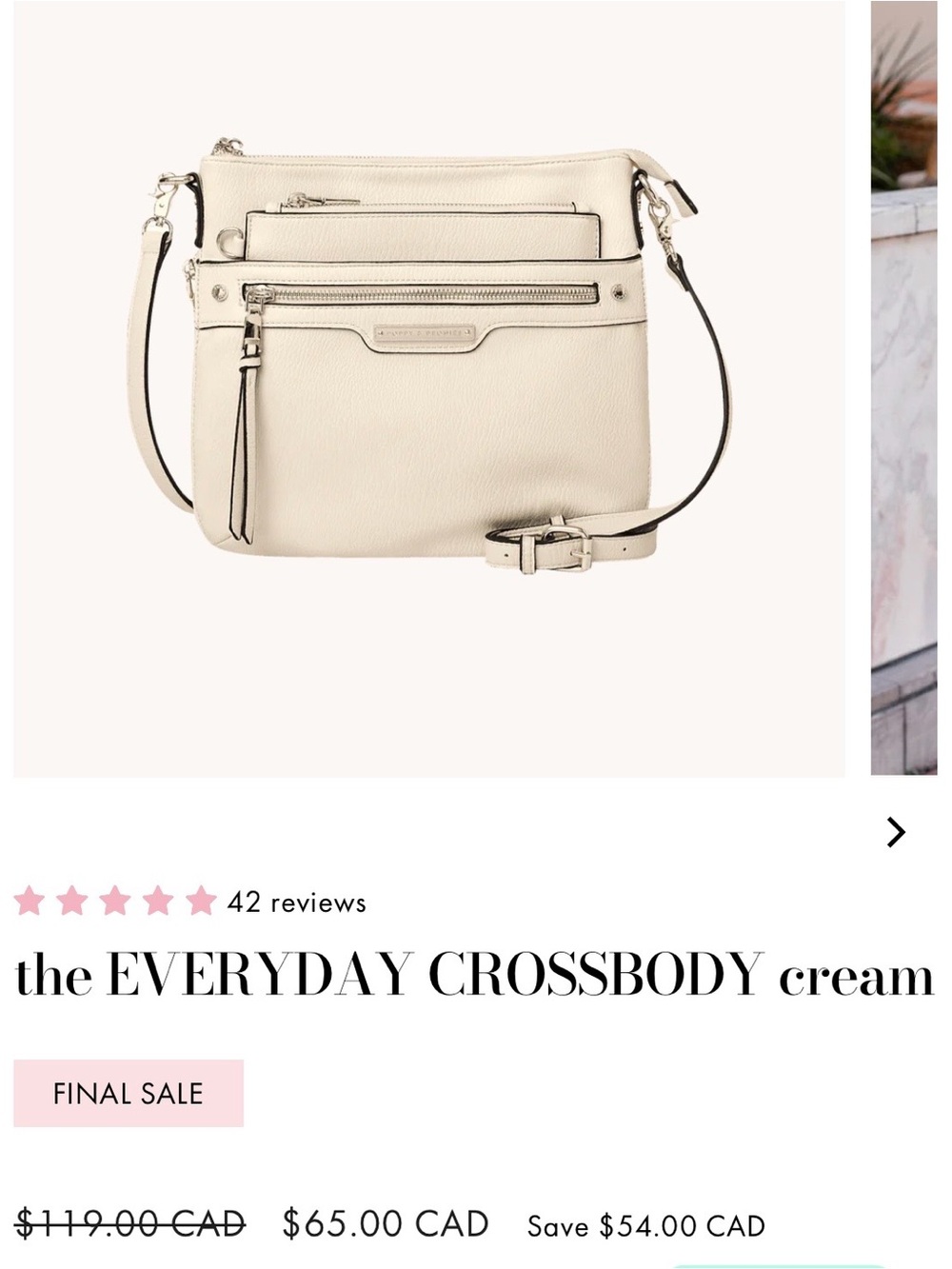 Poppy & Peonies Cream Zip-Front Crossbody